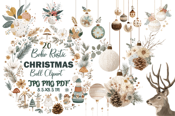 Boho Rustic Christmas Ball Clipart: A Strategic Asset for Intentional Branding and Design