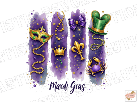 Brushstroke Mardi Gras PNG: Design Assets for Creators