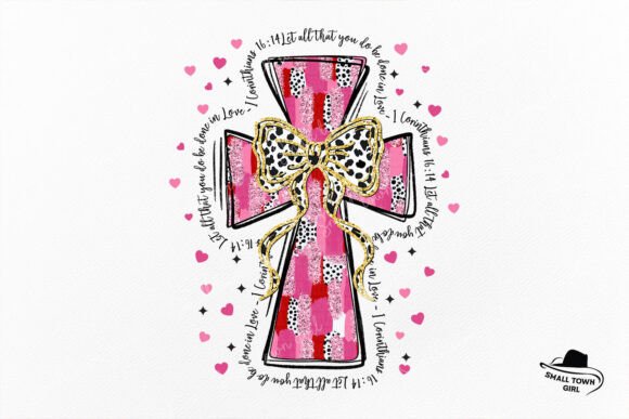 Pink Glitter Jesus Cross Valentine PNG Guide