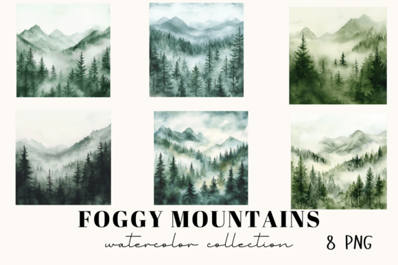 Watercolor Foggy Mountains Clipart as a Creative Tool for Designers and Small Business Owners