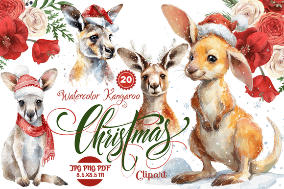 Watercolor Kangaroo Christmas Clipart: A Practical Resource for Seasonal Design Projects