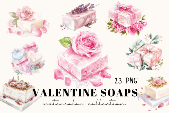 Watercolor Valentine Soaps PNG Set: A Creative Resource for Modern Designers and Crafters