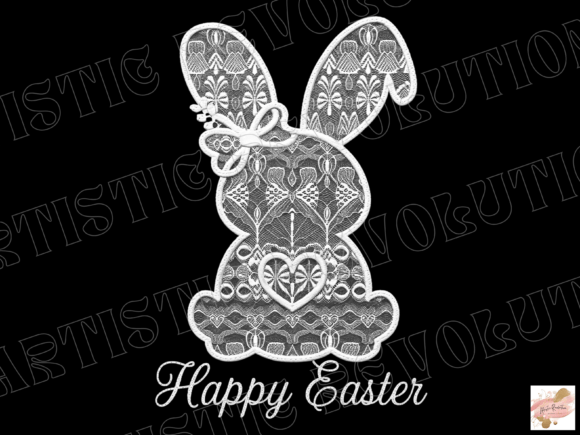 White Lace Bunny Png Coquette Easter PNG